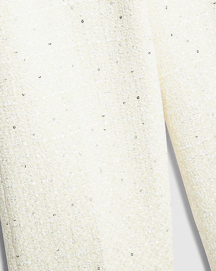 Girls Cream Boucle Trousers
