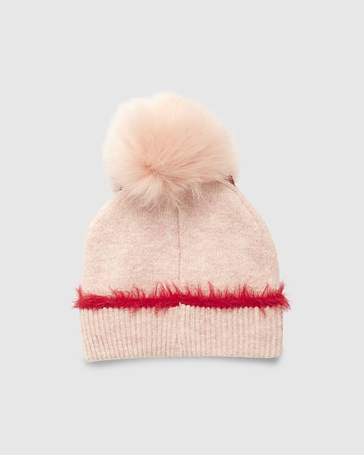Girls Pink 3D Bow Beanie Hat