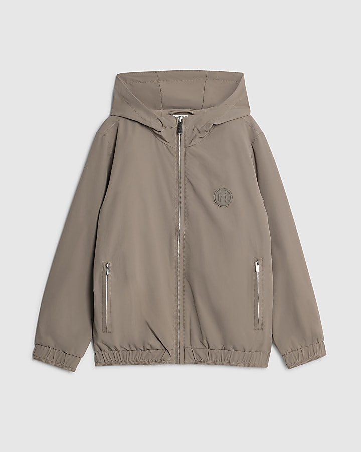 Boys Beige RI Hooded Jacket