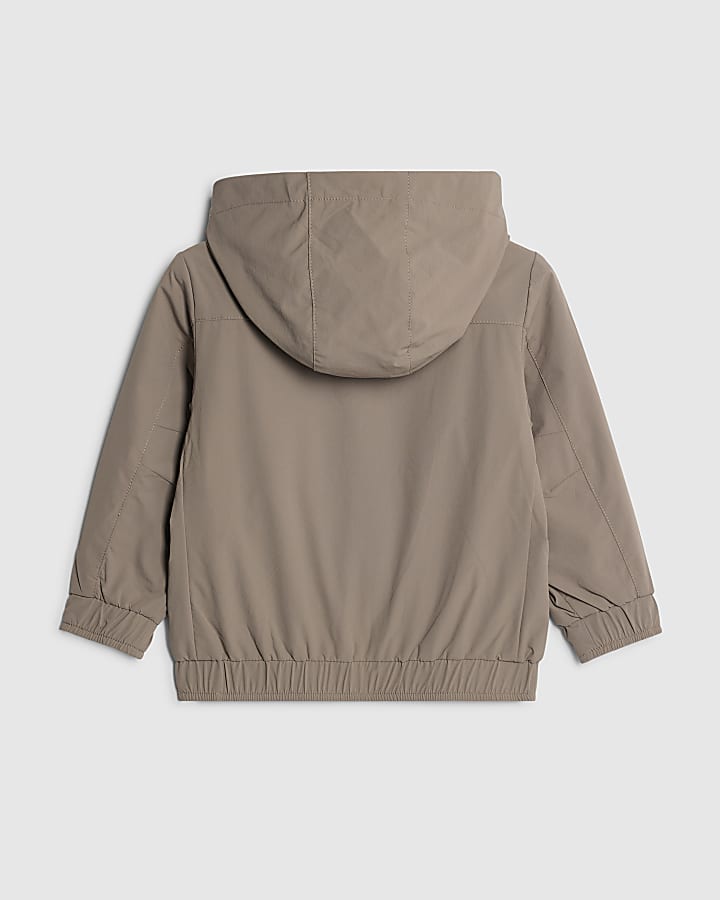Mini Boys Beige RI Hooded Jacket