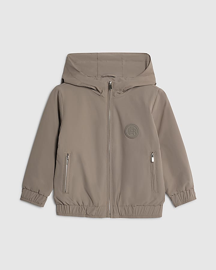 Mini Boys Beige RI Hooded Jacket