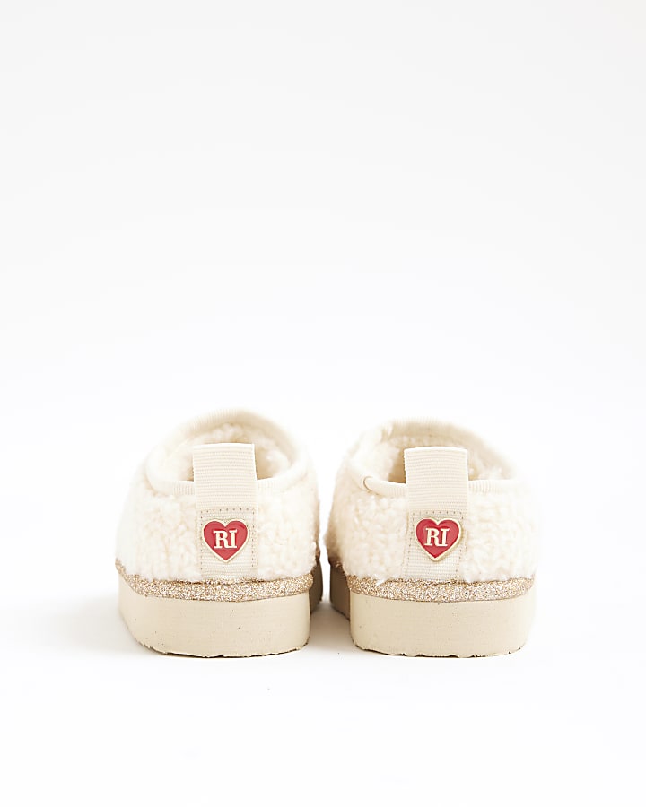 Mini Girls Cream Gingerbread Man Slippers