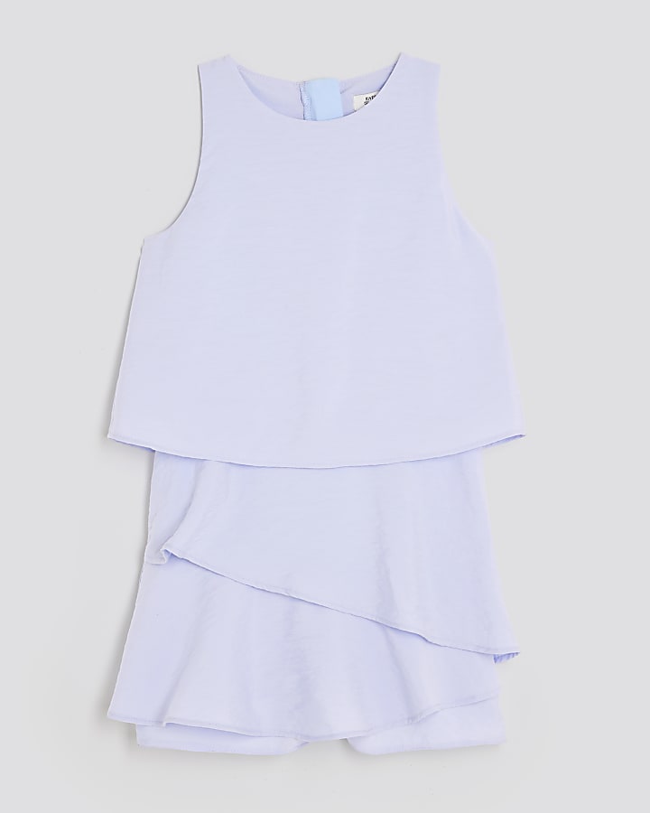 Girls Purple Tiered Playsuit
