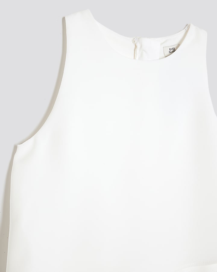 Girls White Tiered Playsuit