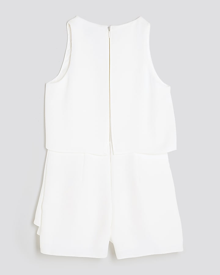 Girls White Tiered Playsuit