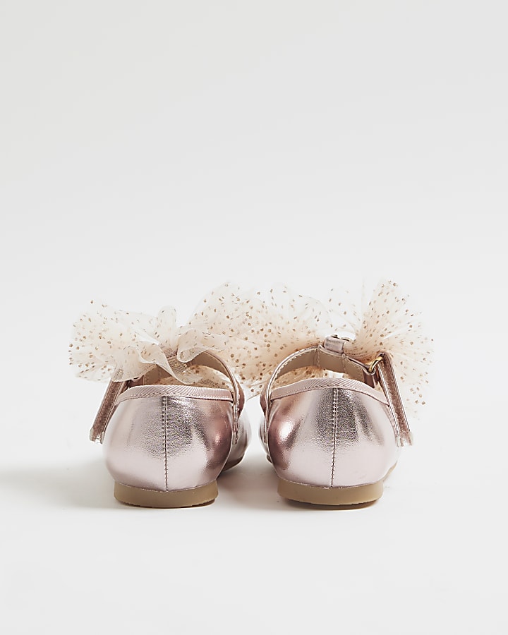 Mini Girls Pink Organza Bow Shoes