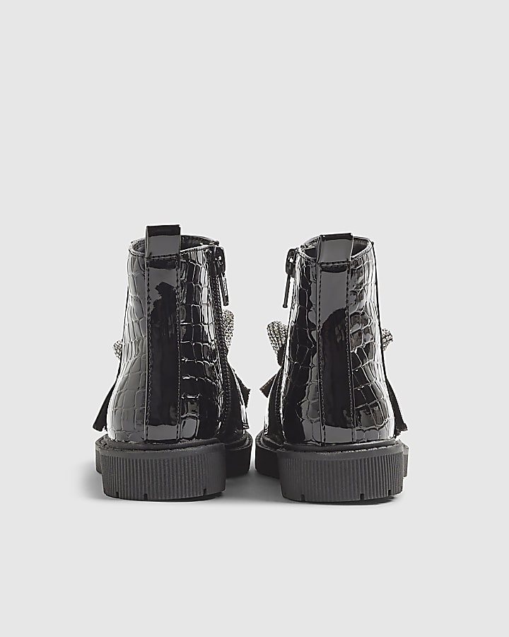 Mini Girls Black Changeable Strap Boots
