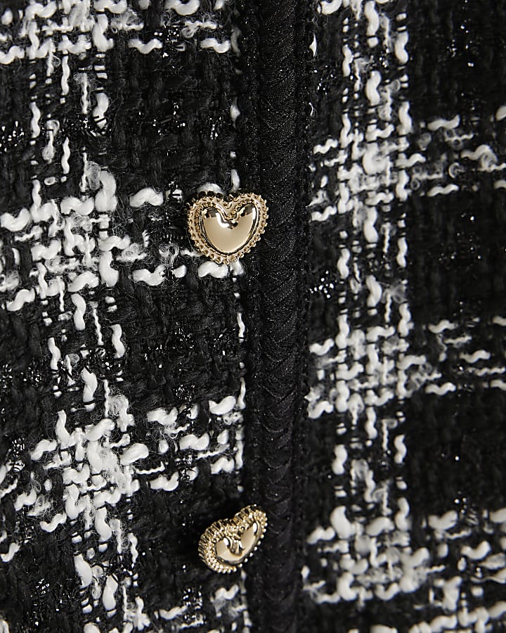 Mini Girls Black Check Boucle Jacket Set