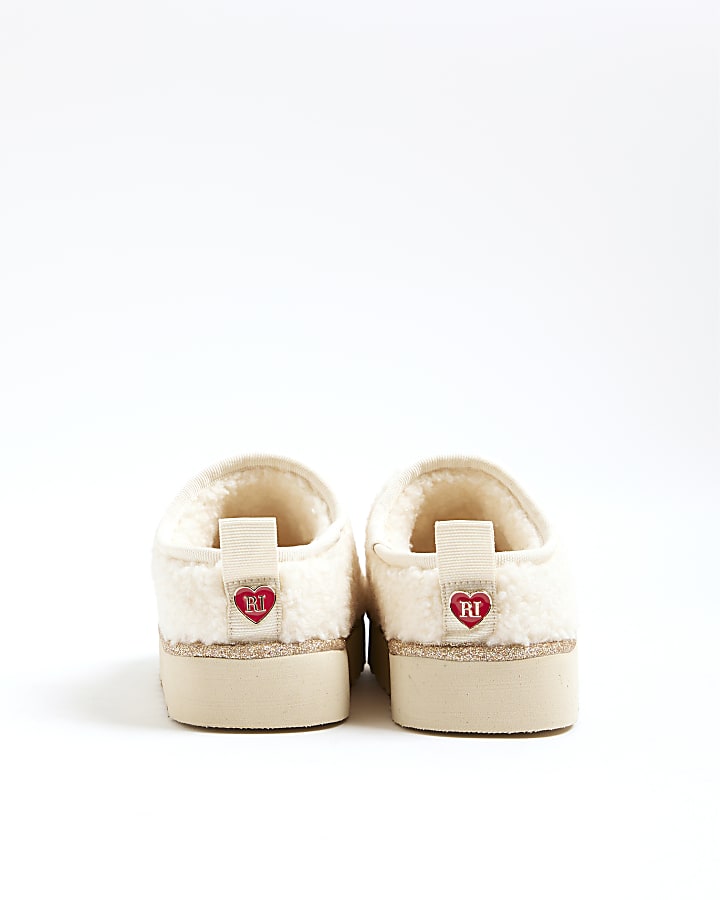 Girls Cream Gingerbread Man Slippers