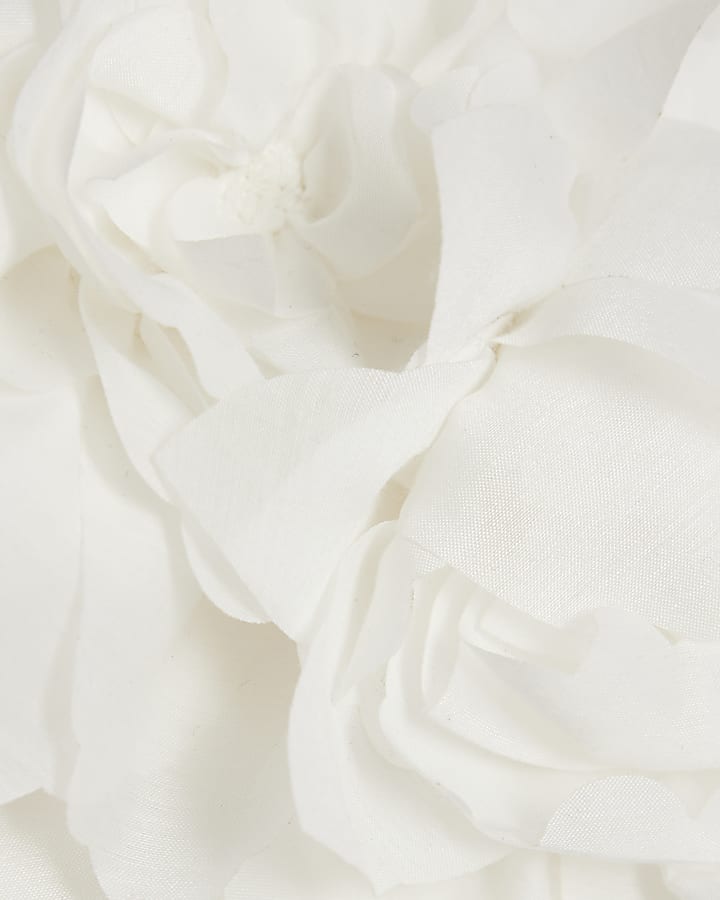 Girls White 3D Flower Mini Shift Dress