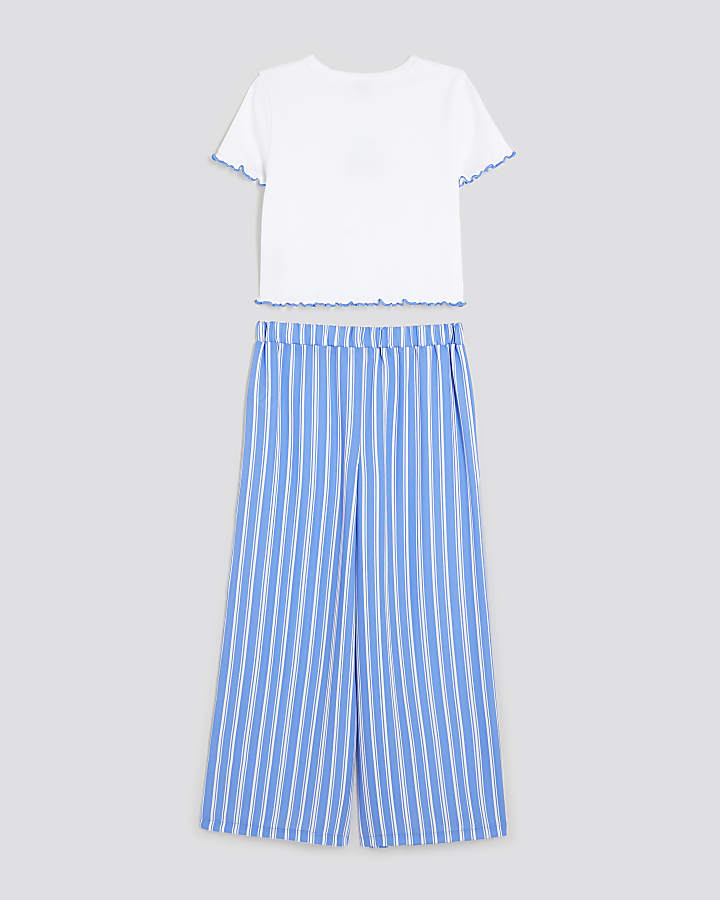 Girls Multi Colour Cherry Stripe Trousers Set