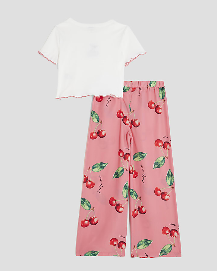 Girls Multi Colour Cherry Trousers Set