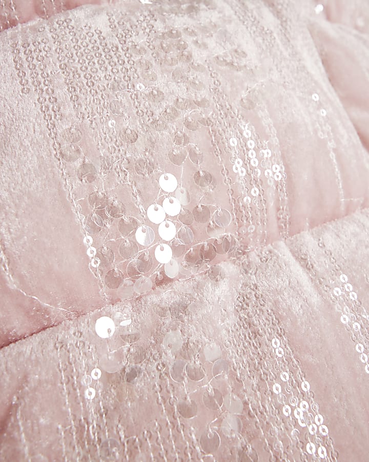 Girls Pink Sequin Puffer Coat