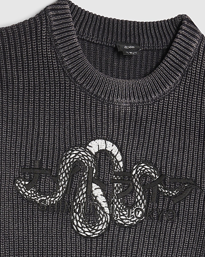 Boys Grey Washed Japanese Jumper
