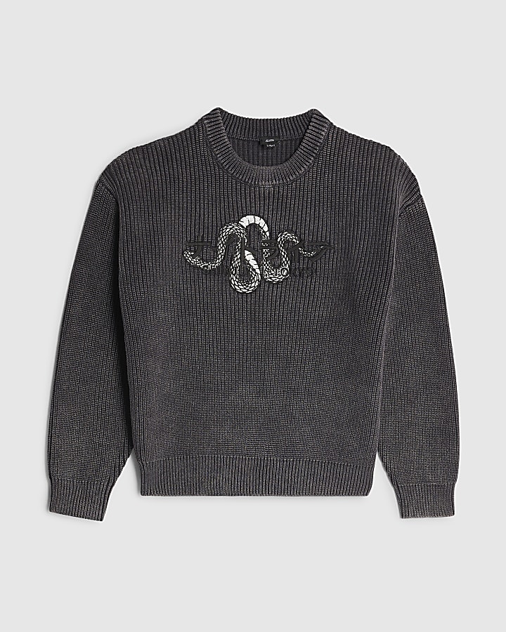 Boys Grey Washed Japanese Jumper