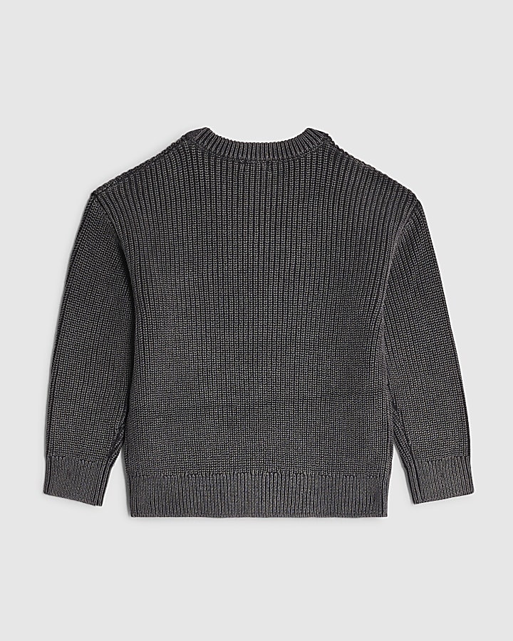 Mini Boys Grey Washed Japanese Jumper