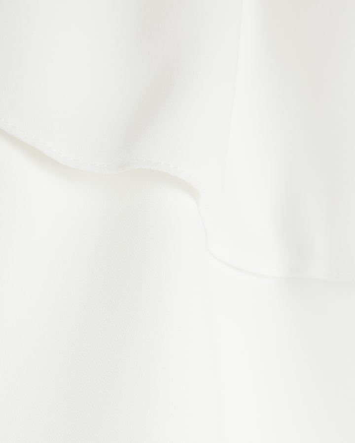 Girls White Ruffle Top And Trousers Set