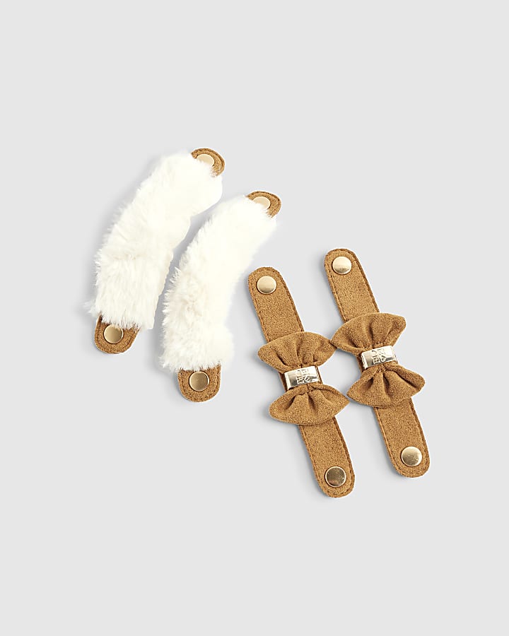 Mini Girls Beige Changeable Strap Slippers
