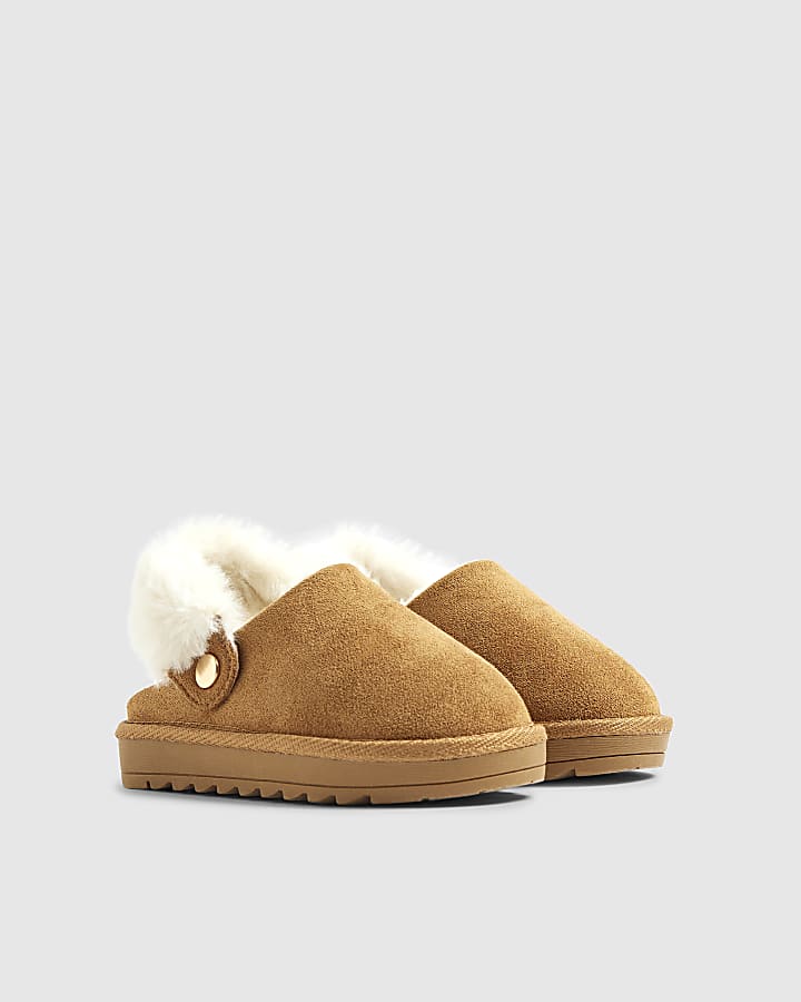 Mini Girls Beige Changeable Strap Slippers
