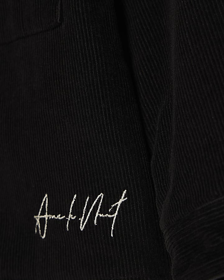Mini Boys Black Corduroy Lined Shacket