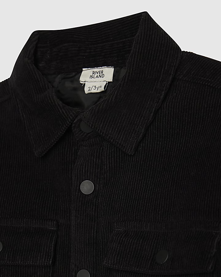 Mini Boys Black Corduroy Lined Shacket