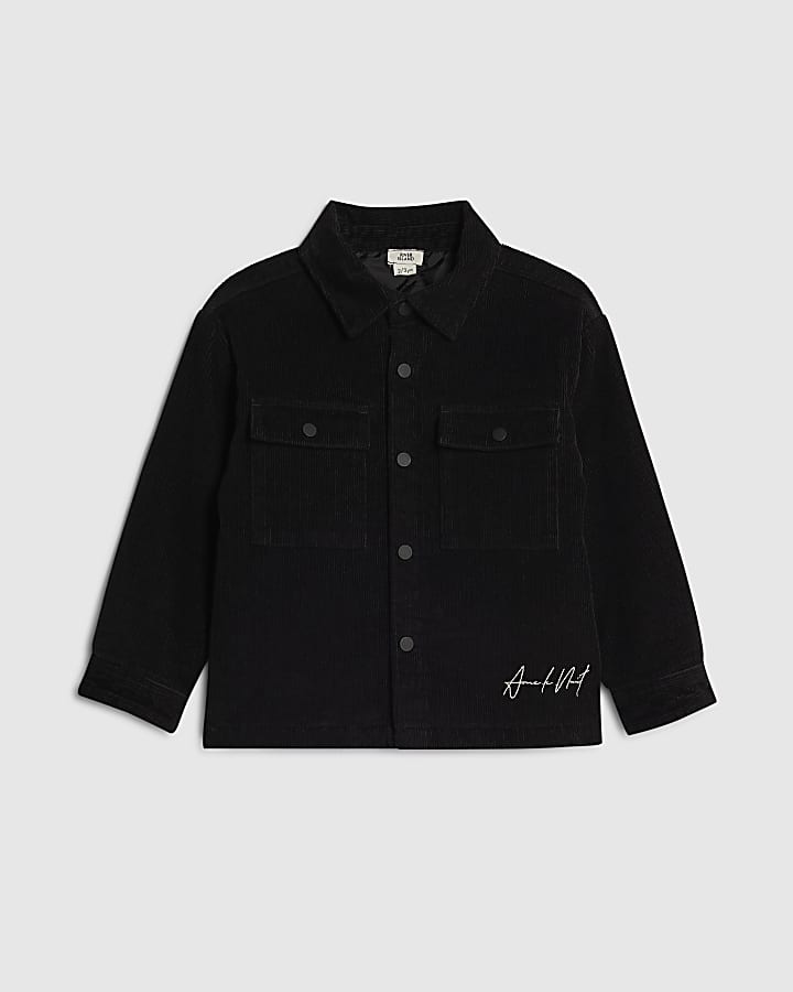 Mini Boys Black Corduroy Lined Shacket