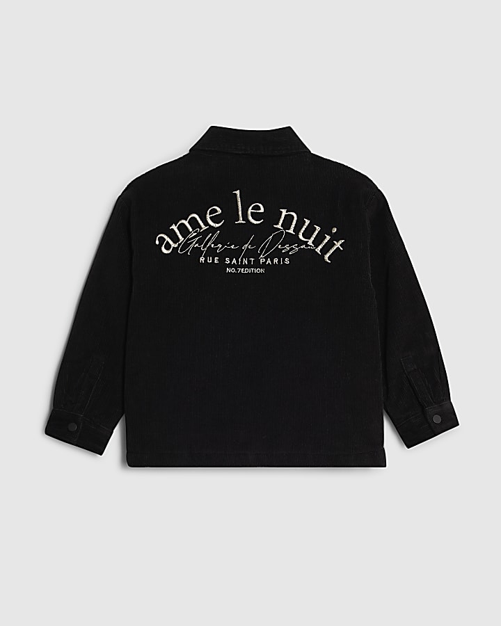 Mini Boys Black Corduroy Lined Shacket