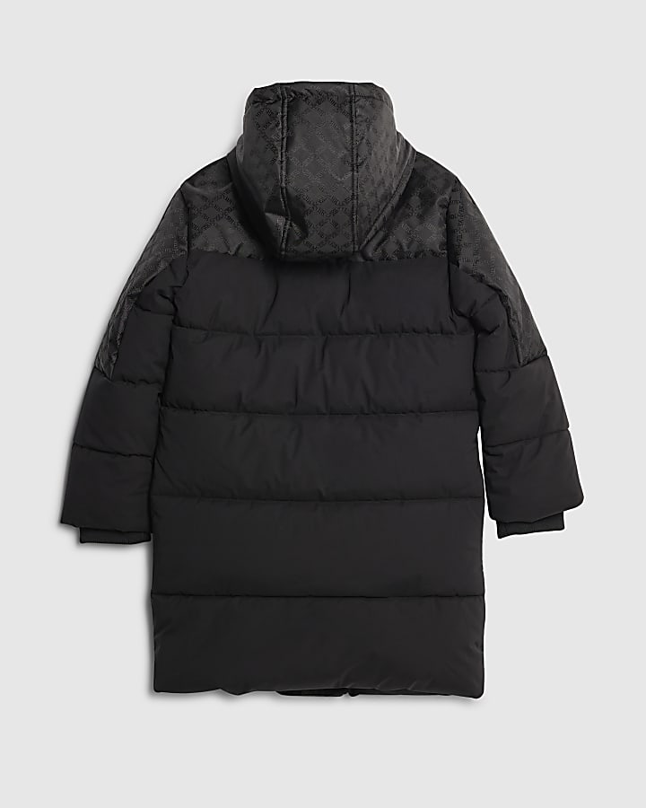 Boys Black Monogram Puffer Jacket
