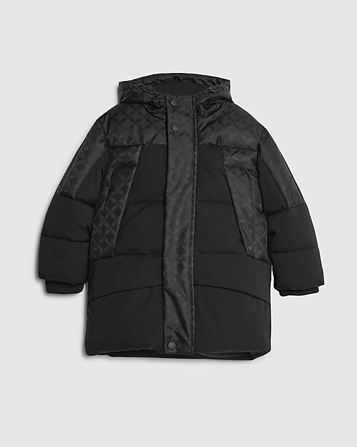 Mini Boys Black Monogram Puffer Jacket