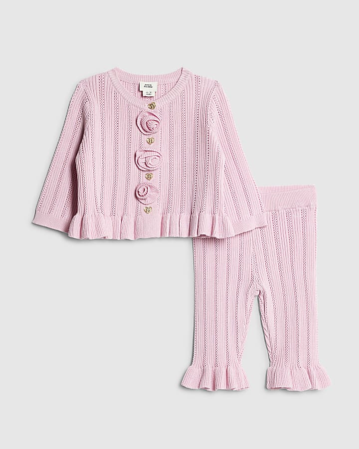 Baby Girls Pink Rose Cardigan Set
