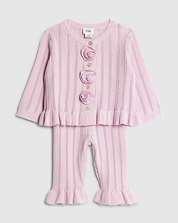 Baby Girls Pink Rose Cardigan Set