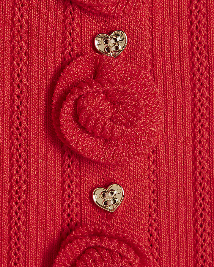 Baby Girls Red  Rose Cardigan Set