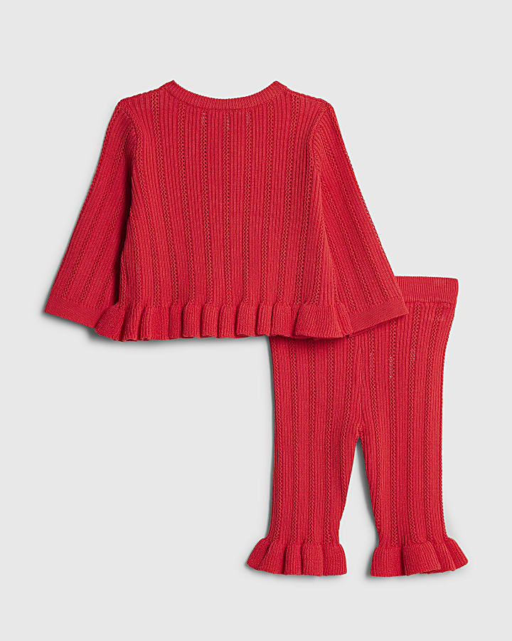 Baby Girls Red  Rose Cardigan Set
