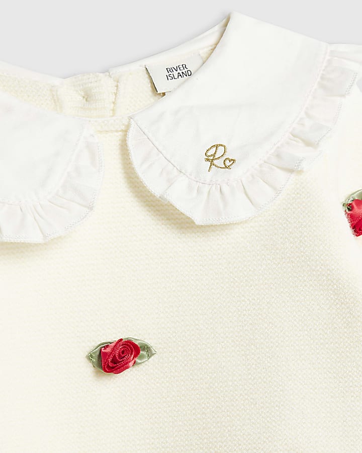 Baby Girls Cream Rose Bud Jumper Set