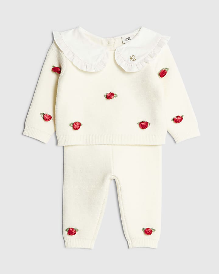 Baby Girls Cream Rose Bud Jumper Set