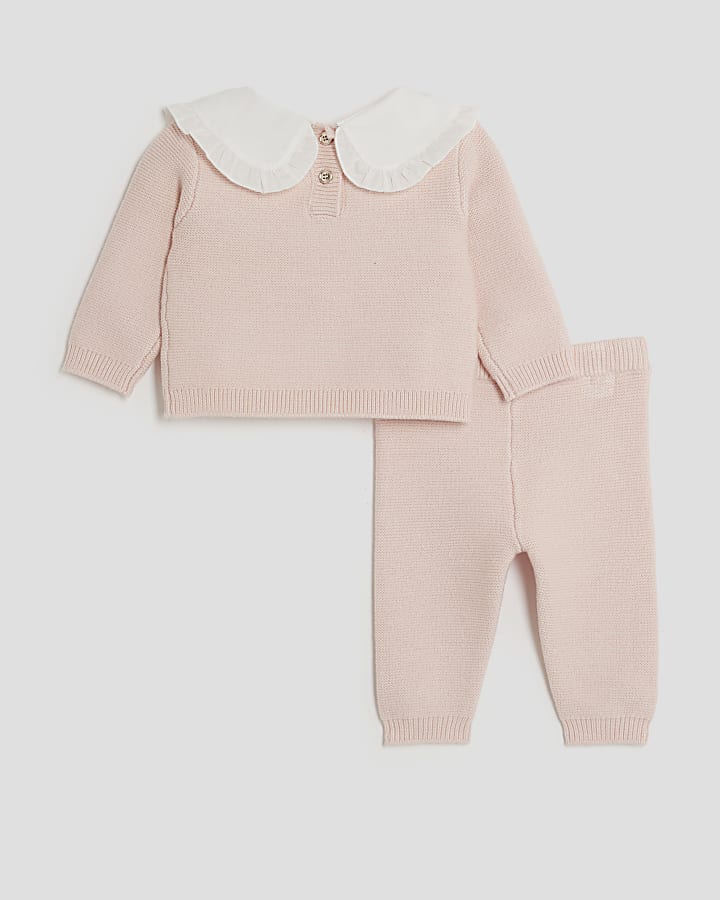 Baby Girls Pink Rose Bud Jumper Set