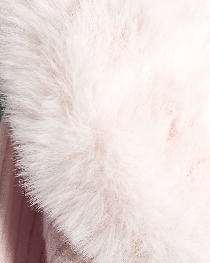 Baby Girls Pink Fur Collared Cardigan Set