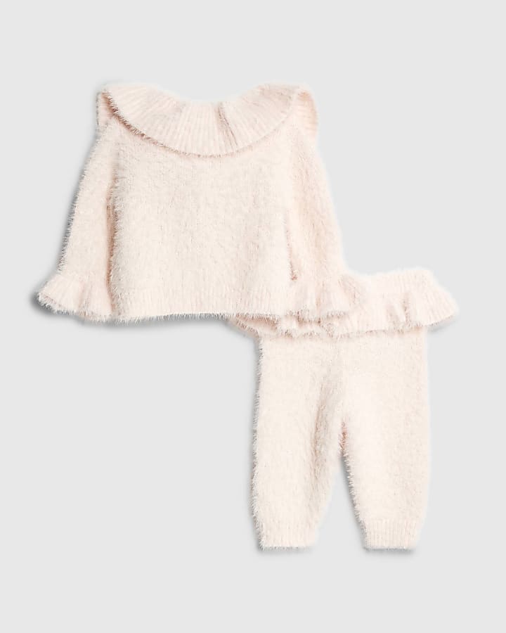 Baby Girls Pink Fluffy Cardigan Set