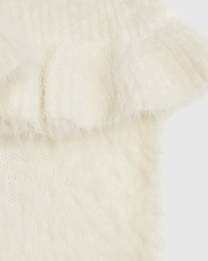 Baby Girls Cream Fluffy Cardigan Set