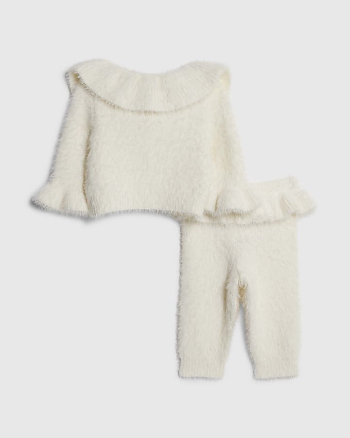 Baby Girls Cream Fluffy Cardigan Set