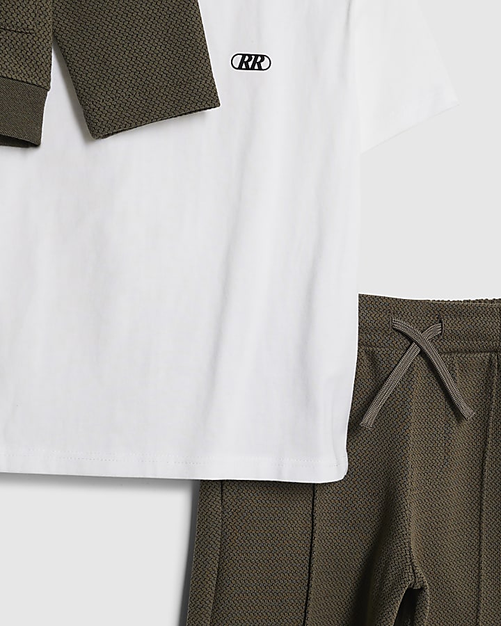 Mini Boys Khaki Textured Harrington Set