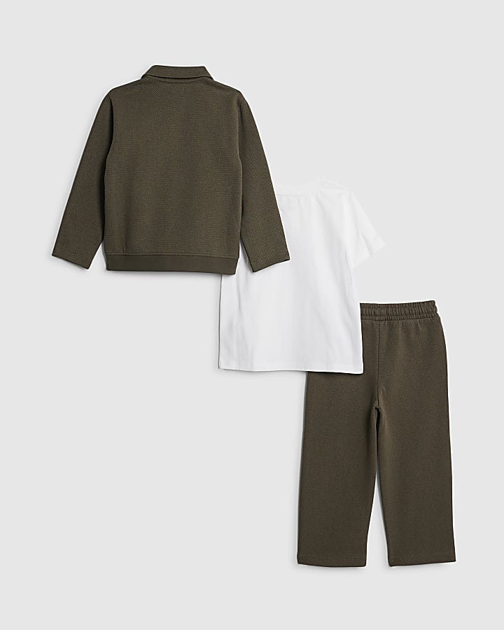 Mini Boys Khaki Textured Harrington Set