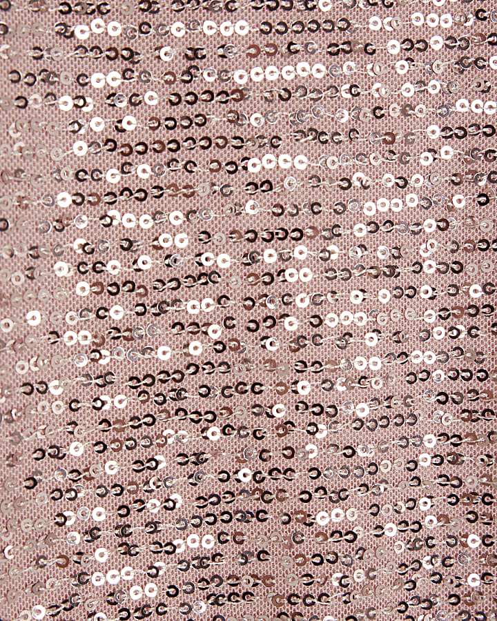 Mini Girls Pink Sequin Sweatshirt Dress