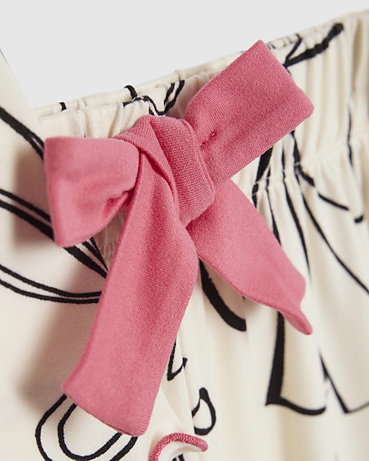 Mini Girls Cream Bow Pyjama Set