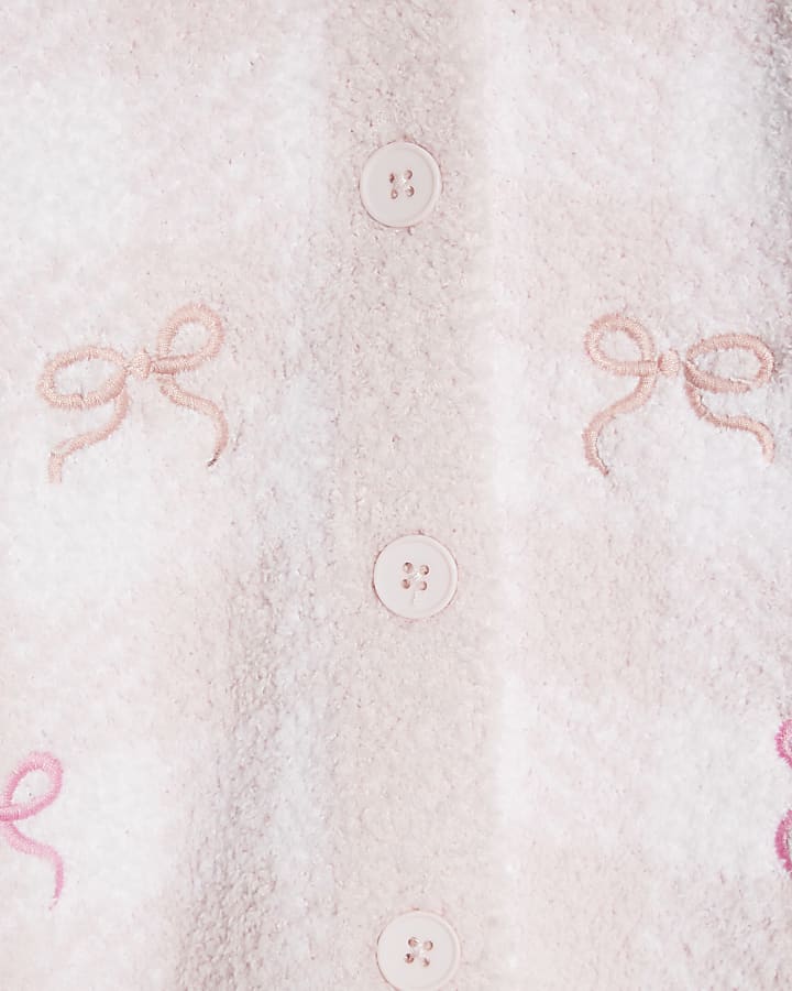 Girls Pink Gingham Cosy Cardigan Set
