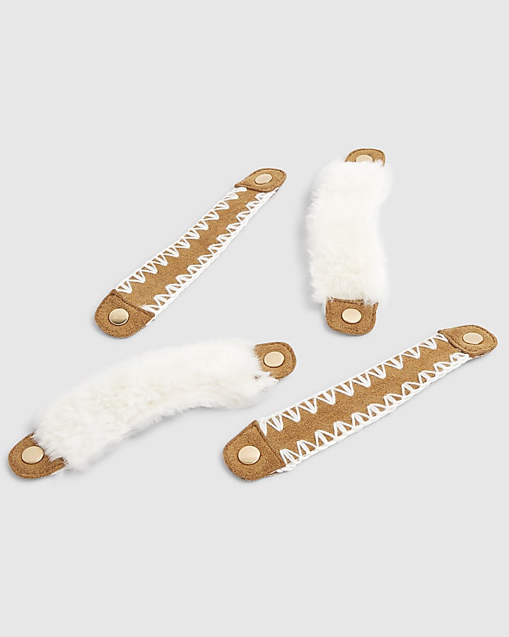 Girls Beige Changeable Strap Slippers