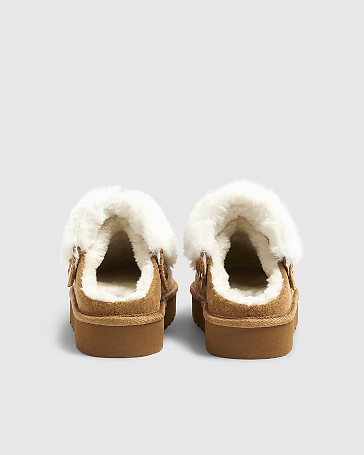 Girls Beige Changeable Strap Slippers