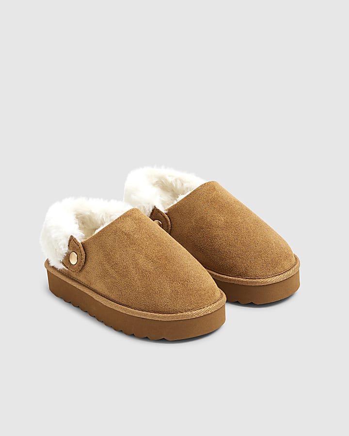 Girls Beige Changeable Strap Slippers