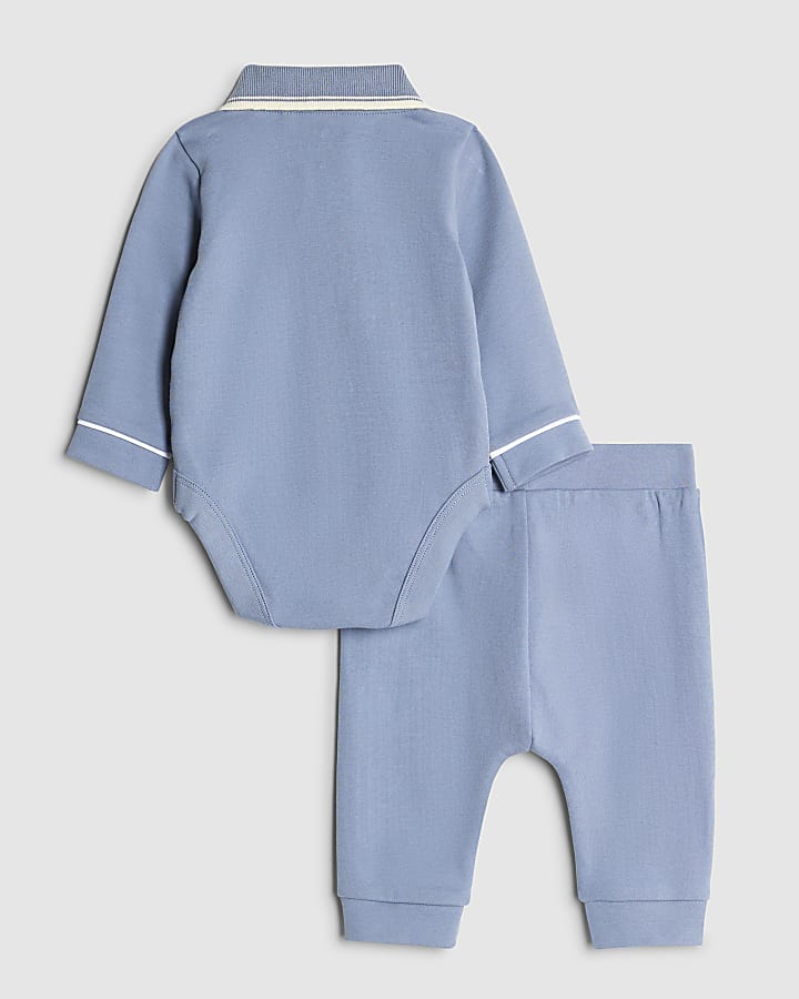 Baby Boys Blue Bodysuit Set