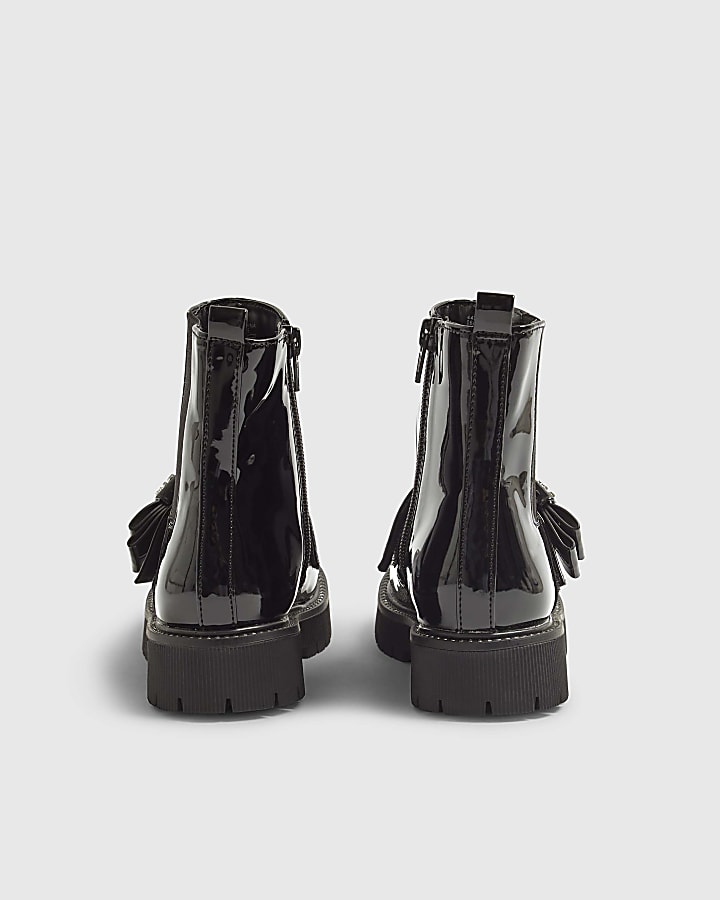 Girls Black changeable strap chelsea boots
